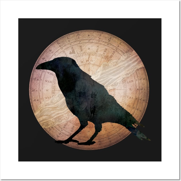 Crow and Moon - I wrap the moon in lace and sing you the seasons Wall Art by directdesign